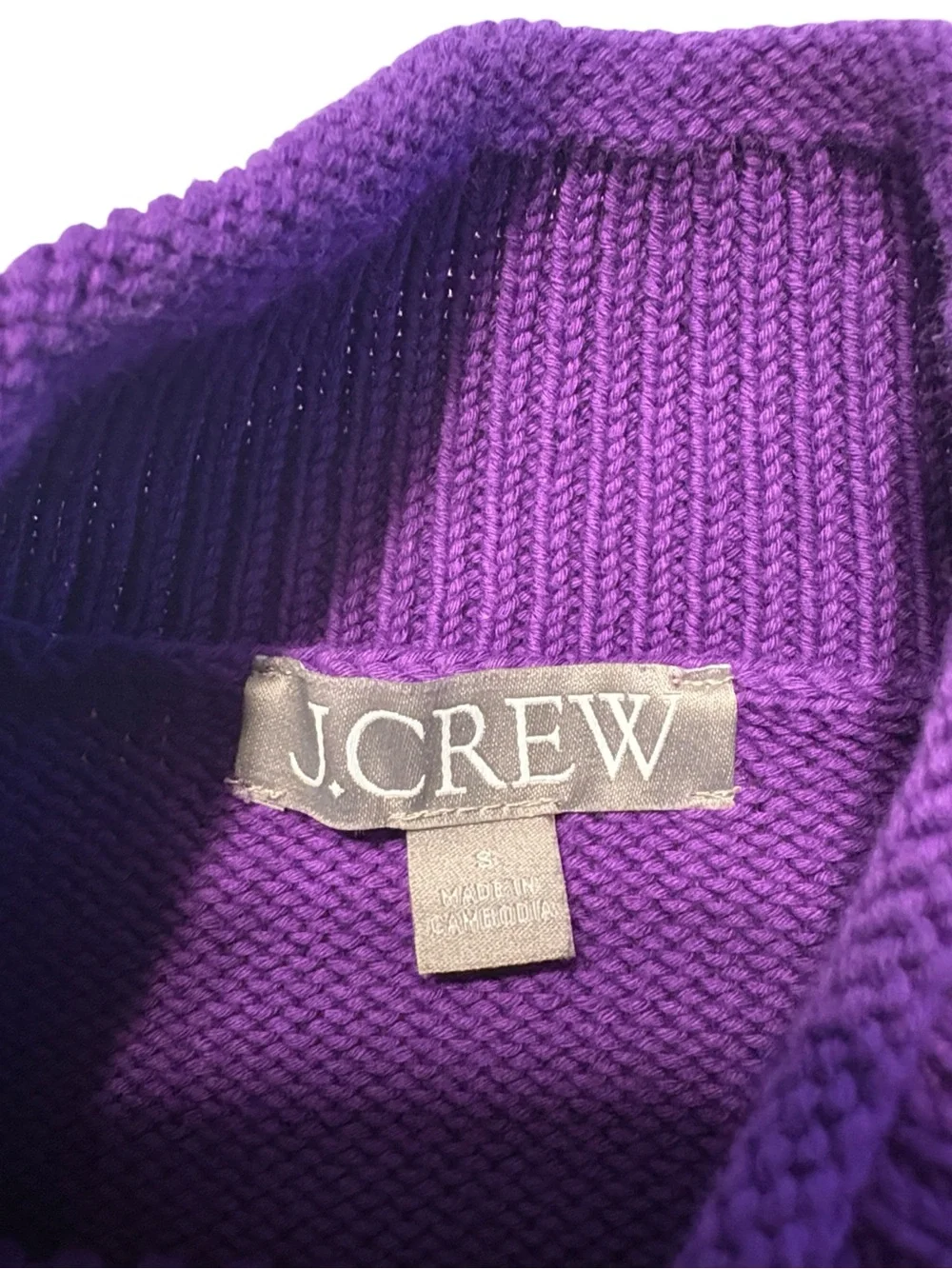 J. Crew Cotton Rollneck Sweater S Purple Summer Preppy Layering Over Shoulder